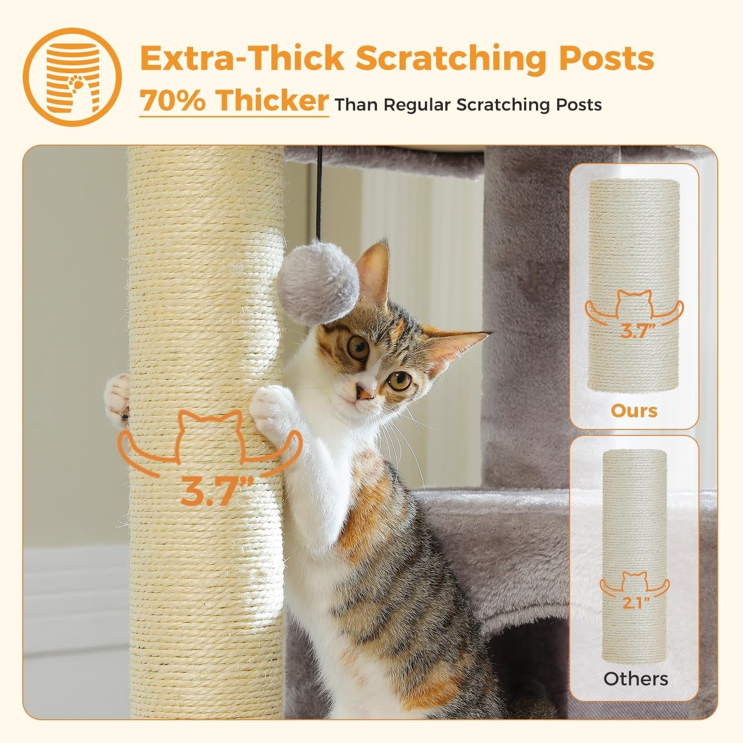 Large Cat Tree Tower 147cm Multi Level Thick Scratching Posts Hammock Condo