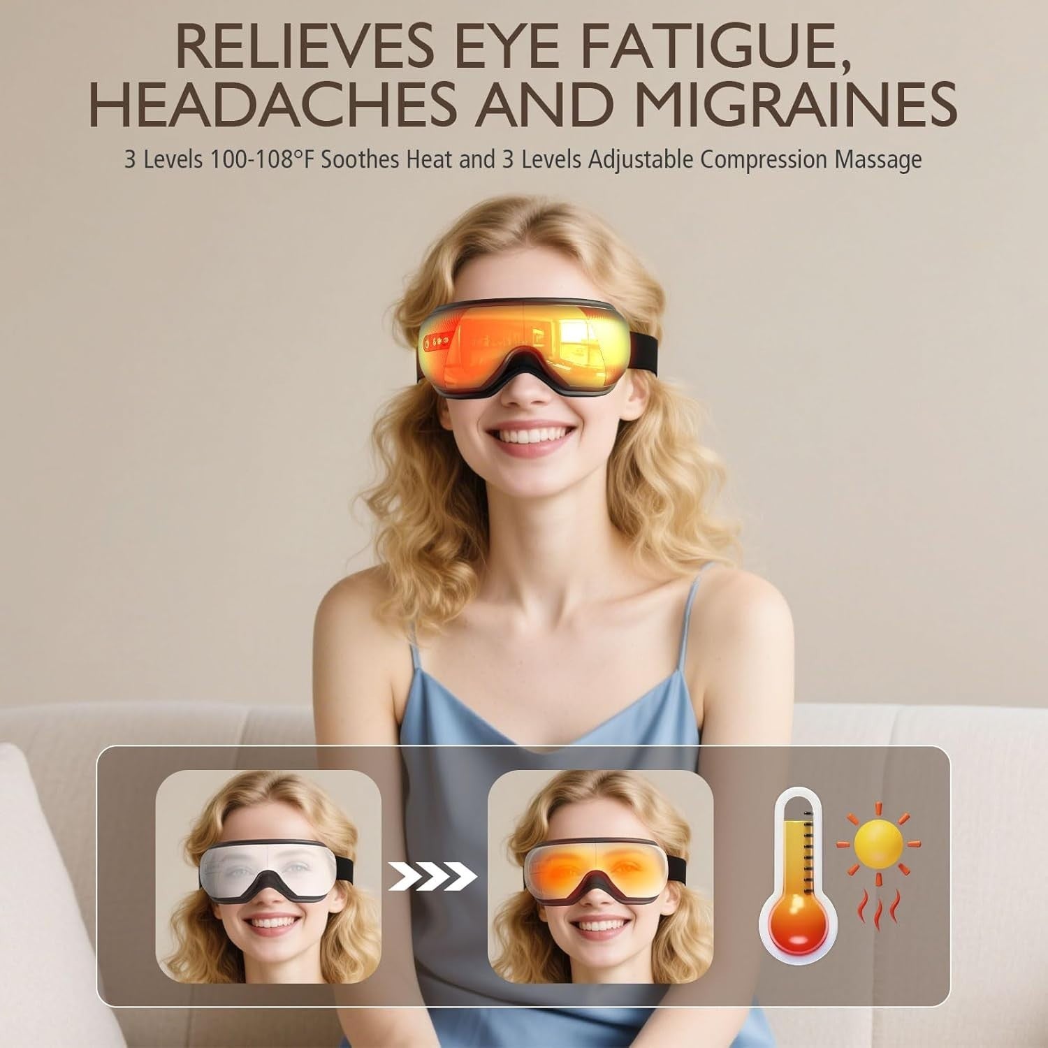 Heated Eye Massager Bluetooth Sleep Mask Dry Eyes Migraine Relief