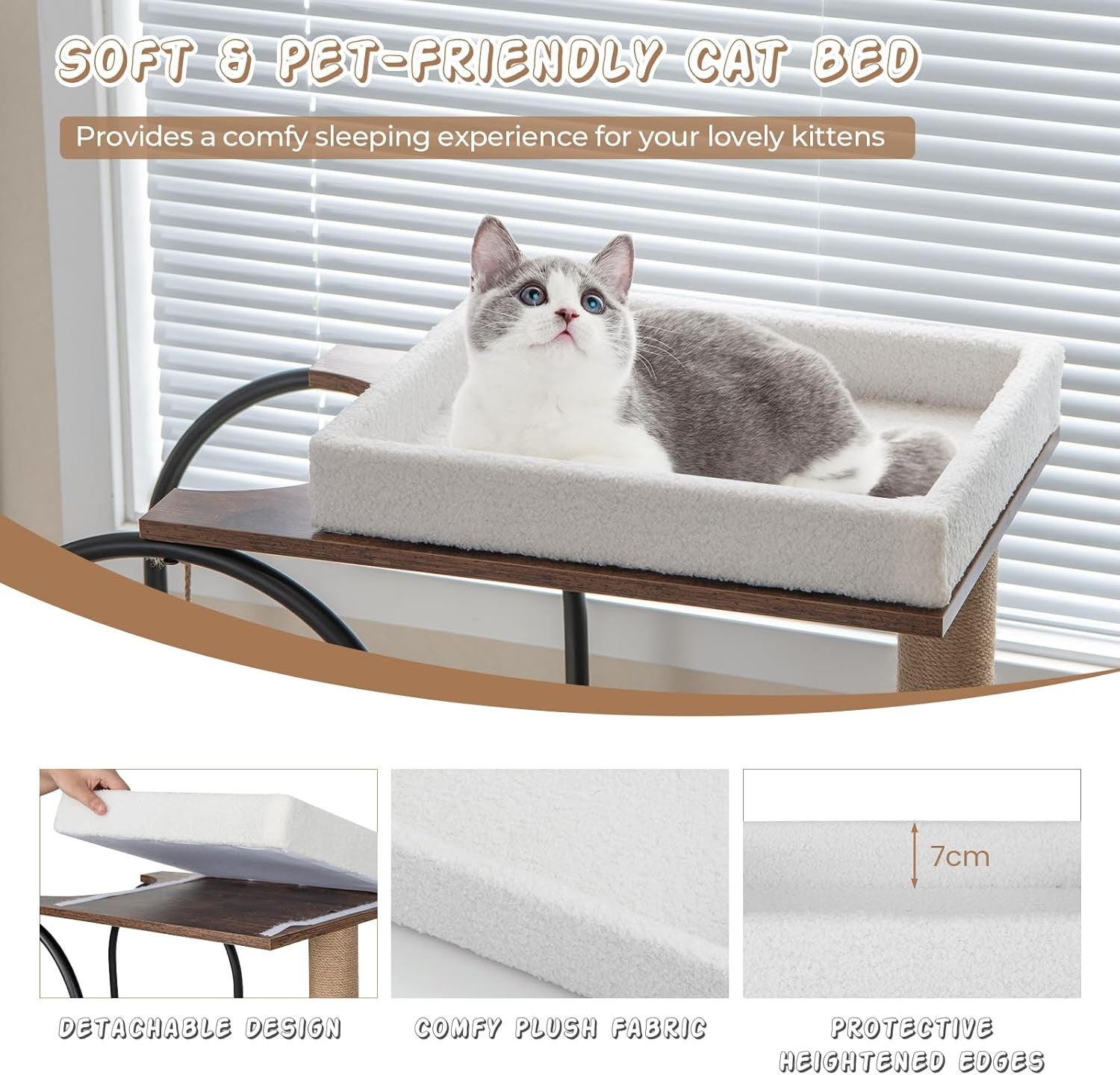 Tall Cat Tree 4 Tier Indoor Cat Tower with Condo Scratching Modern