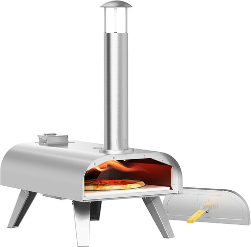 Stainless Steel Outdoor Pizza Oven | Portable Wood Pellet Pizza Maker BBQ