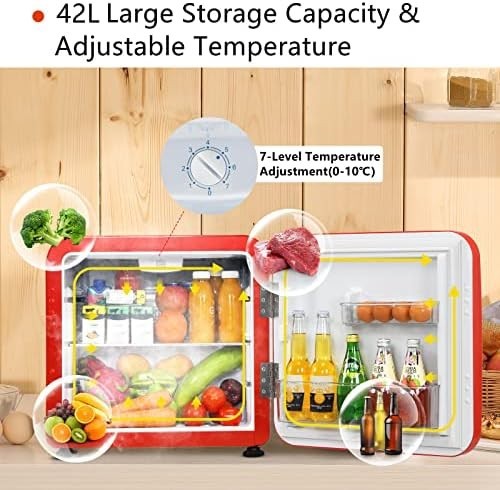 42L Red Costway Mini Fridge Tabletop Cooler LED Adjustable Shelves