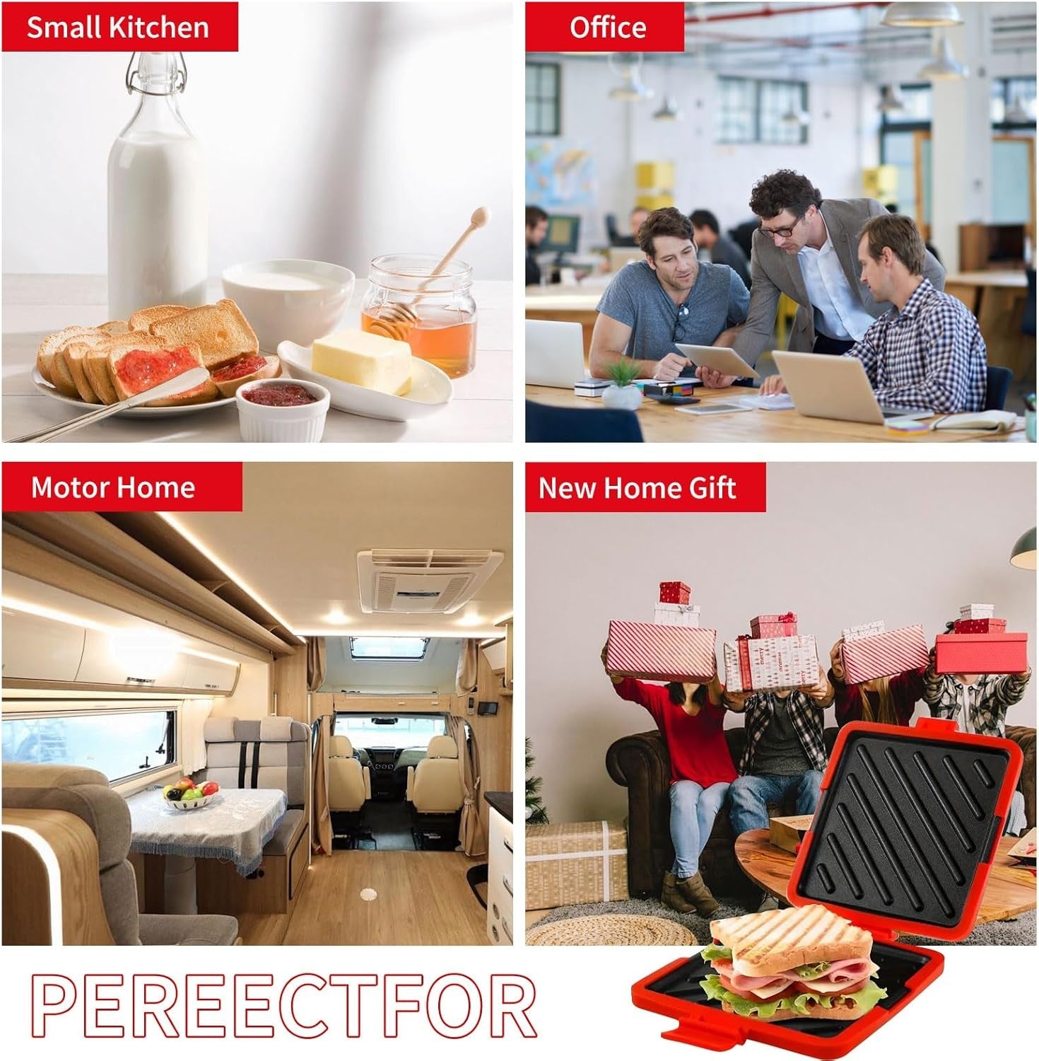 Microwave Toastie Sandwich Maker Panini Toaster Fast Cooking Red