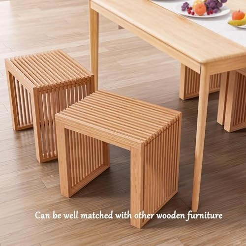 Nature Bamboo Bench Modern Indoor Storage Seat for Entryway Bedroom Kitchen