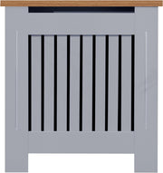 Gray Radiator Cover Small MDF Wood Cabinet Modern Vertical Slat Shelf