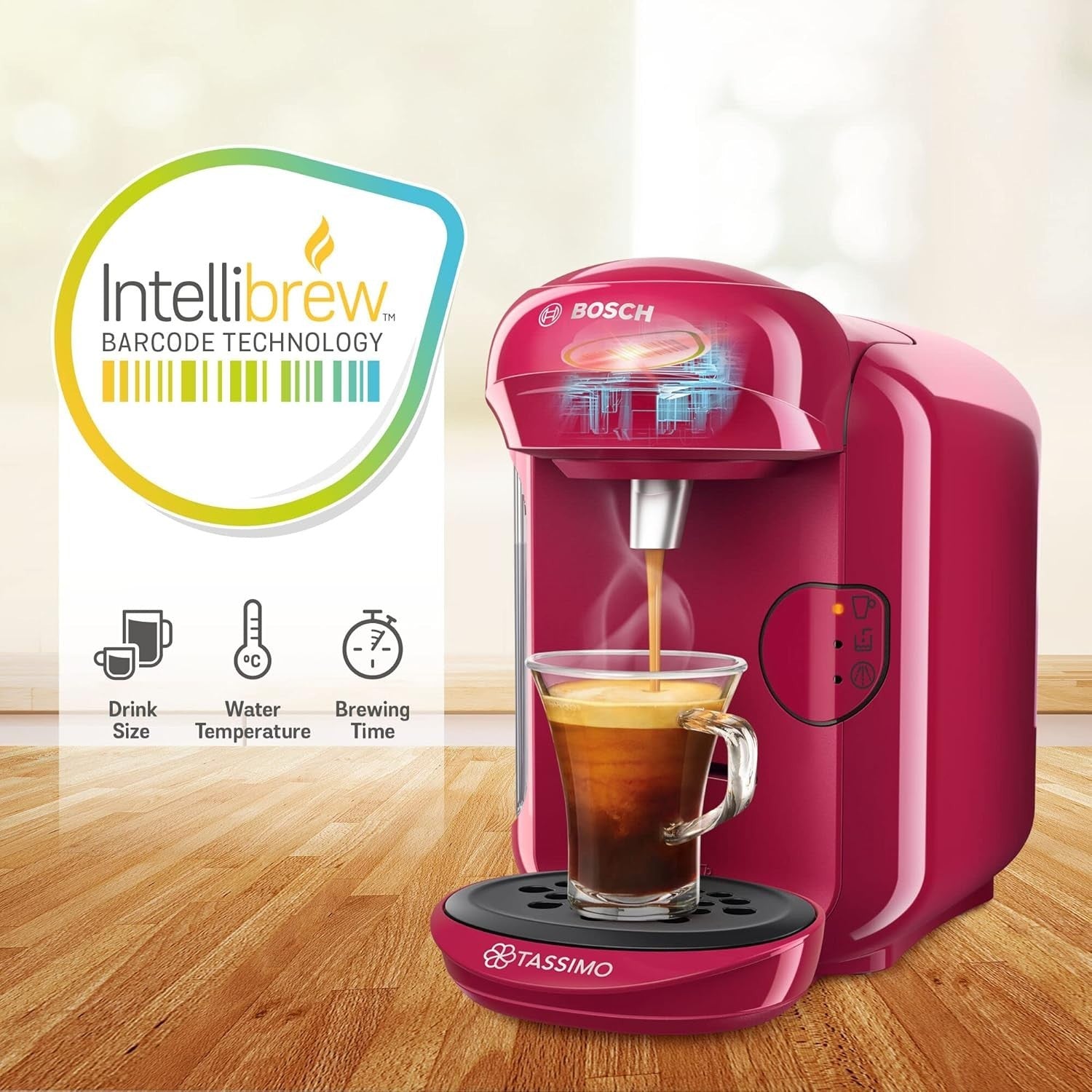 Pink Capsule Coffee Machine 0.7L Compact One-Touch Brewer Auto Clean 1300W