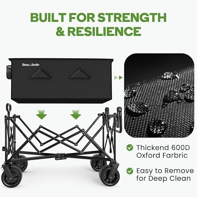 XXL 300L Heavy Duty Folding Wagon 230kg All-Terrain Cart w/ Big Wheels & Brakes