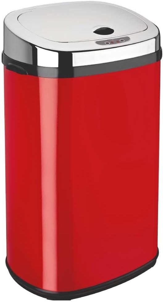 30L Automatic Sensor Kitchen Bin Stainless Steel Soft Close 54cm Red