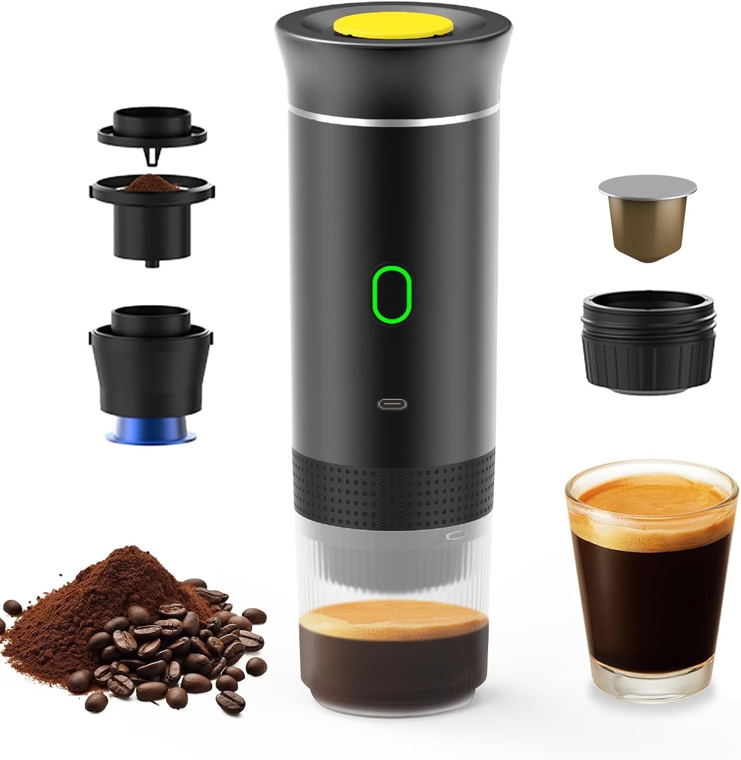 Portable Electric Coffee Maker 3-in-1 Hot Cold Brew USB Rechargeable Espresso