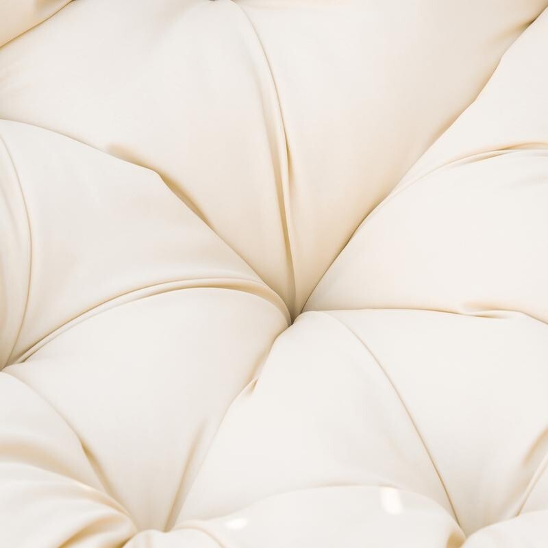 Rattan Swivel Papasan Chair Outdoor Round Wicker Seat w/ Cushion Beige 360°