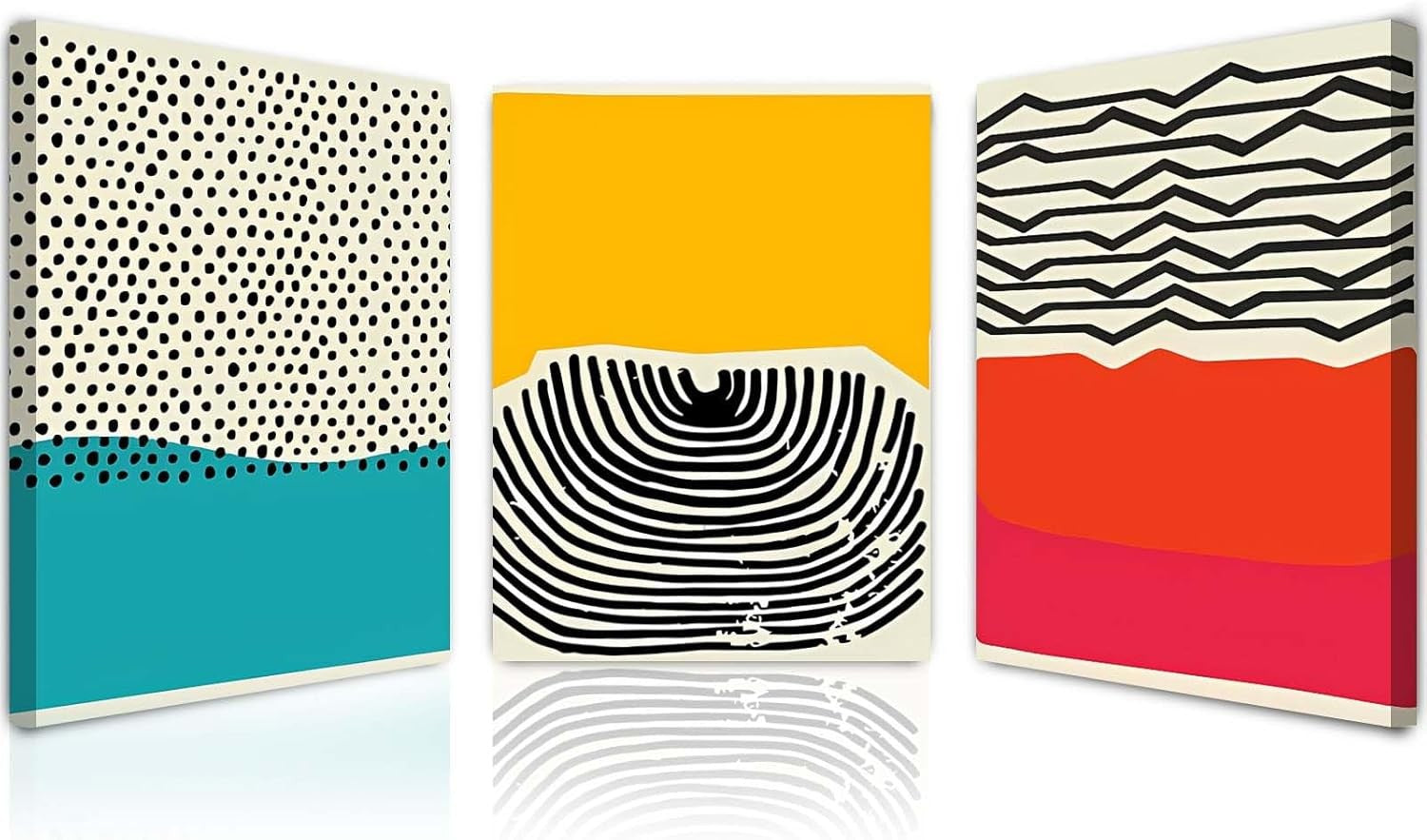 Abstract Canvas Wall Art Set of 3 Framed Prints 12x16 Modern Colour Decor