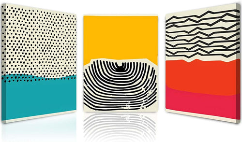Abstract Canvas Wall Art Set of 3 Framed Prints 12x16 Modern Colour Decor