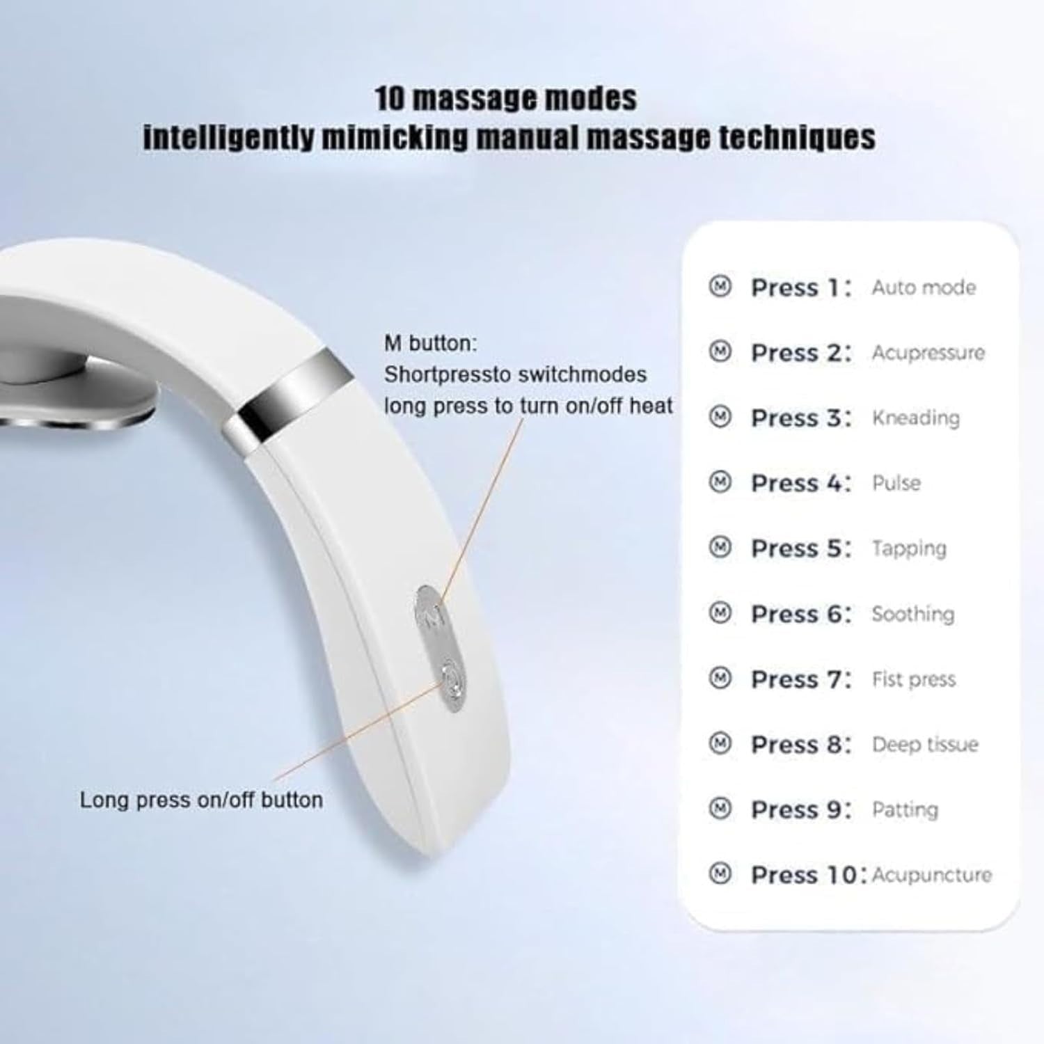 Heated Neck Massager Deep Tissue Shoulder Pain Relief 10 Modes 16 Levels