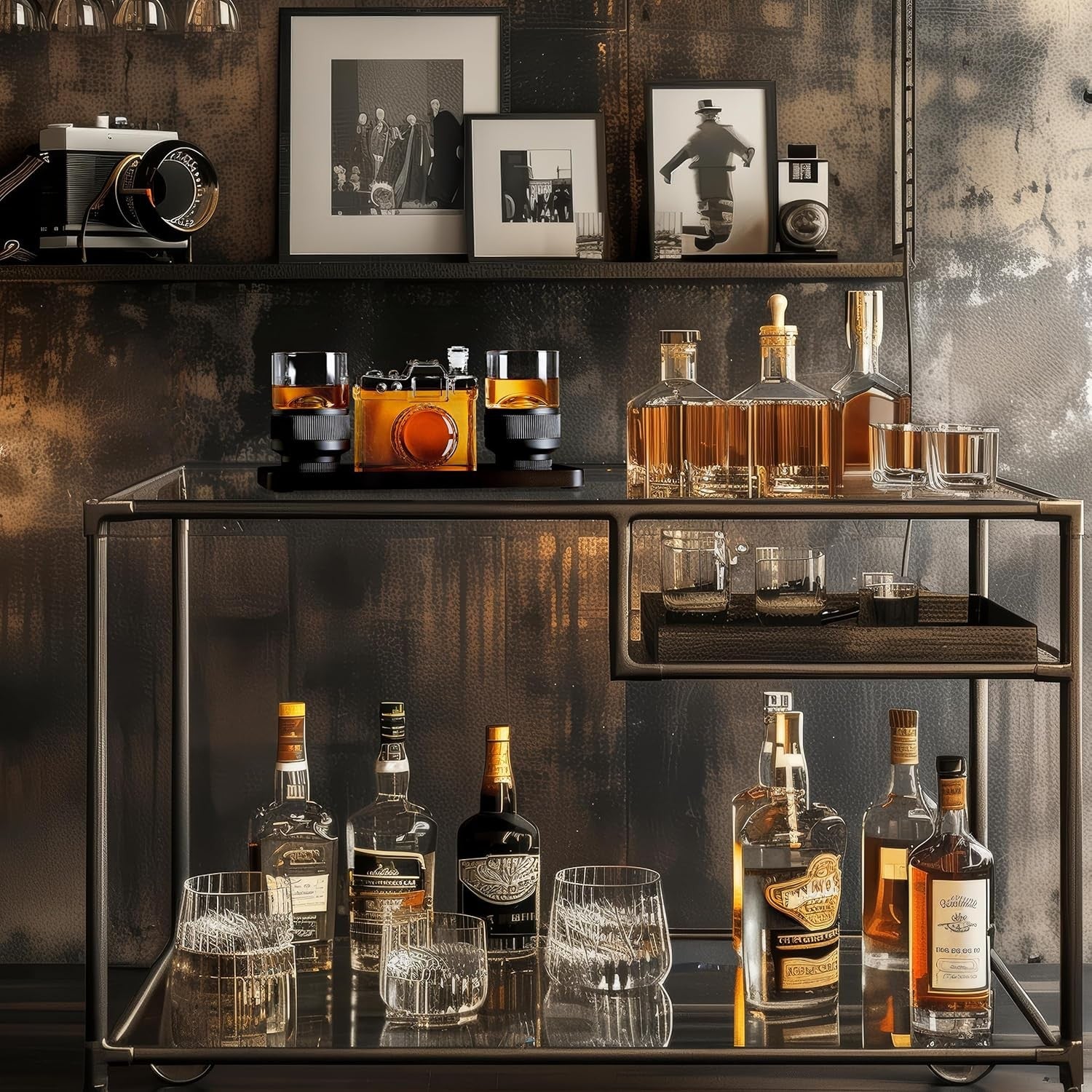 Camera-Shaped Whiskey Decanter Set with Glasses – Unique Gift for Photographers