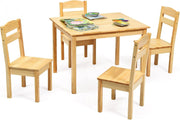 Kids Wooden Table & 4 Chairs Set – Sturdy Pine, Easy Clean, Perfect for Play & S