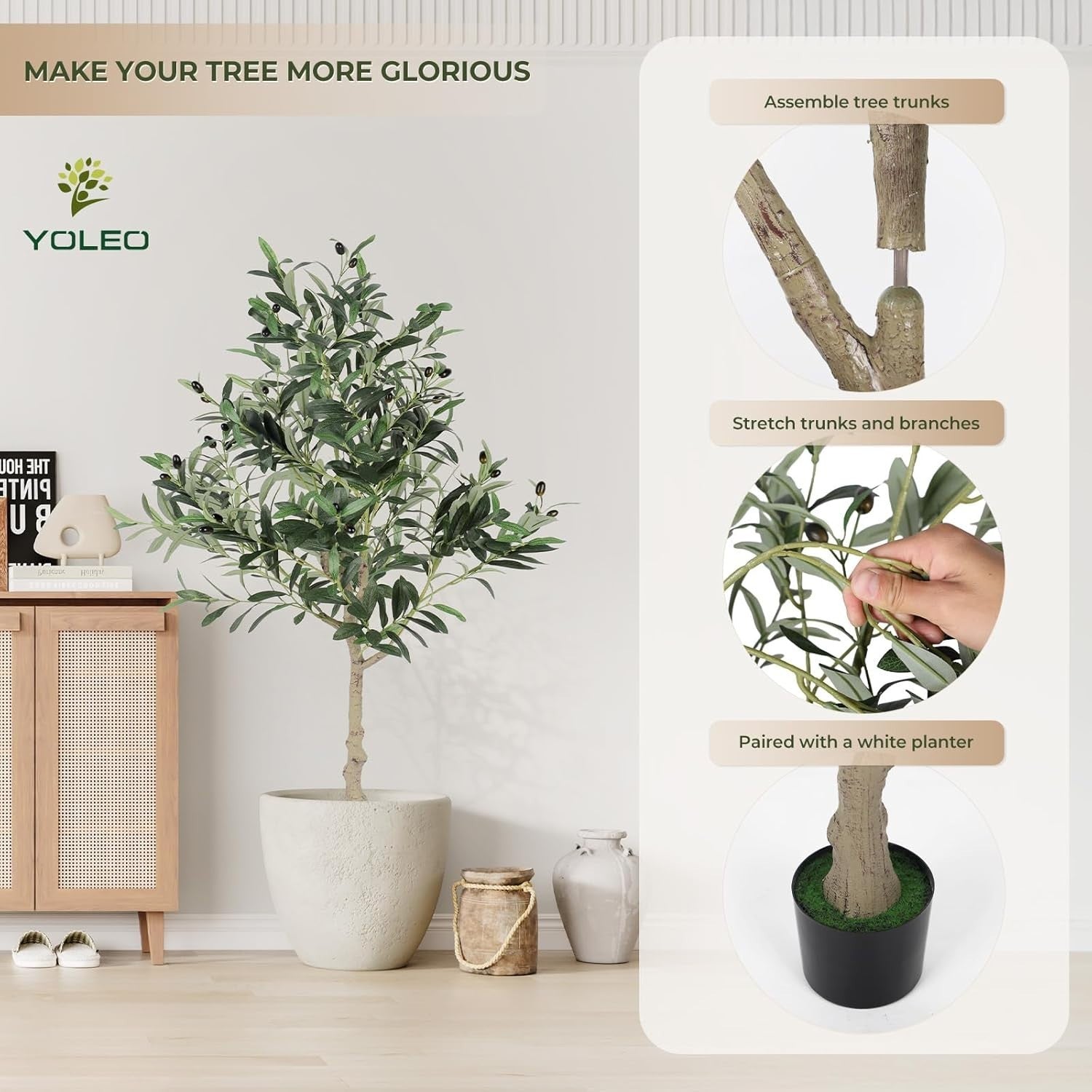 5ft Artificial Olive Tree Indoor Faux Plant Tall Realistic Leaves Home Decor