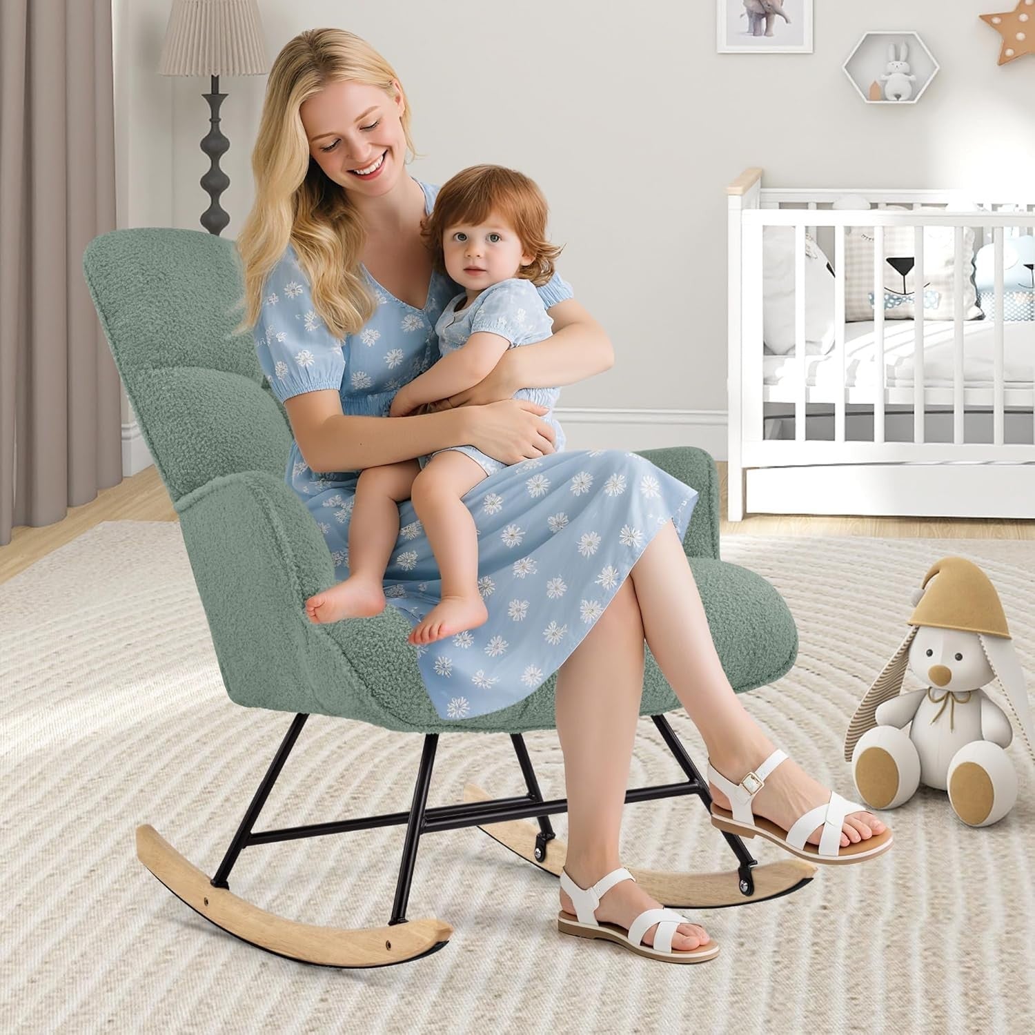 Teddy Nursery Rocking Chair Glider Armchair Comfy Lounge Bedroom Seat