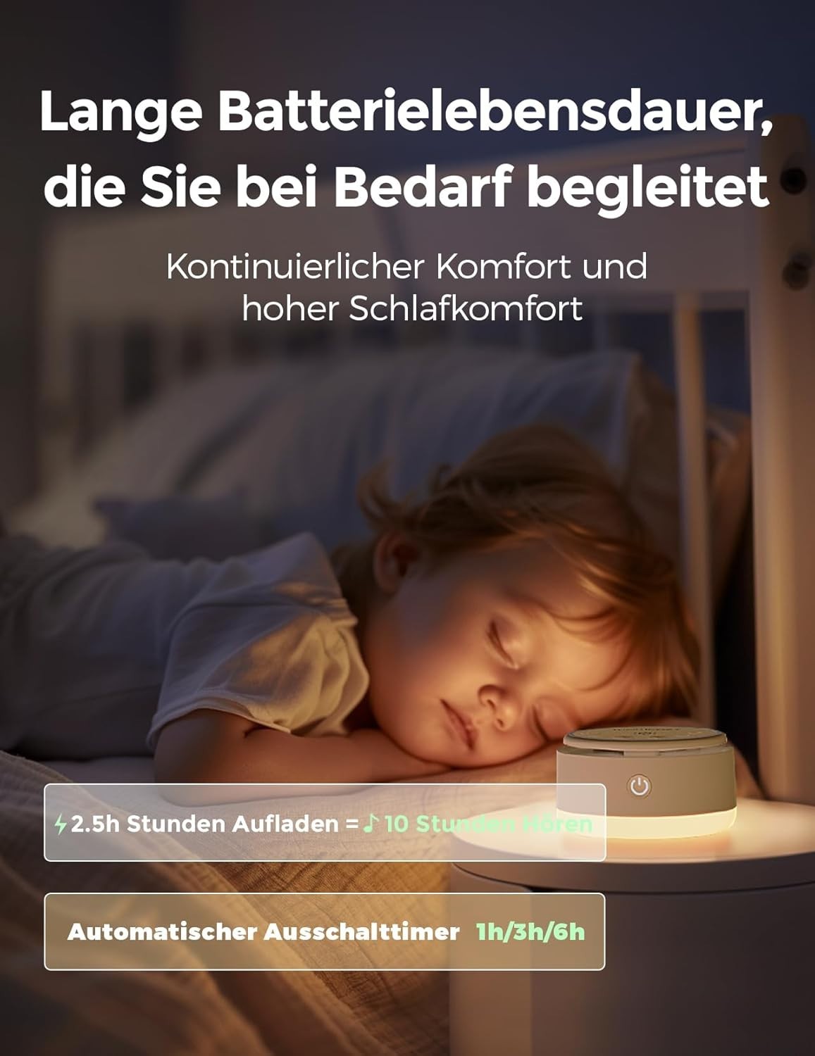 Portable White Noise Machine for Baby & Adults | 20 Soothing Sounds + Touch Lamp