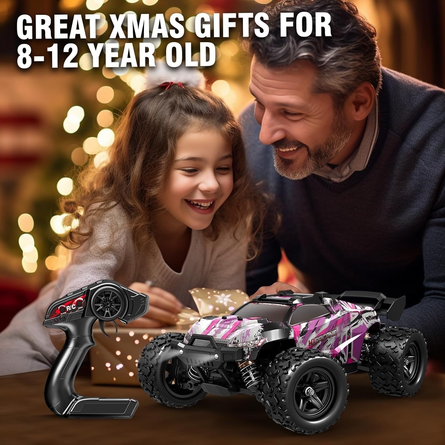 1:18 Pink RC Car for Girls 40KM/H 4WD Off-Road Truck Dual Battery Toy