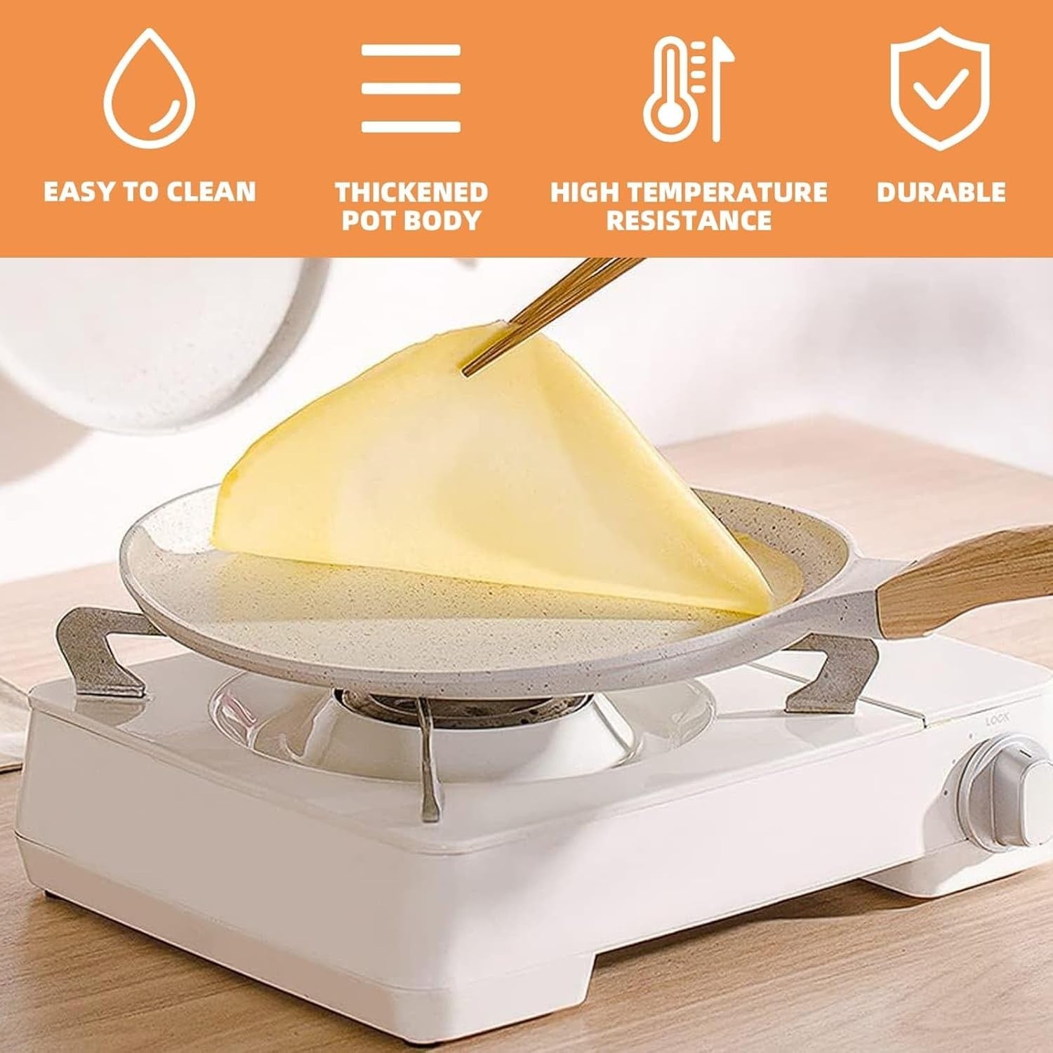 24cm White Non-Stick Crepe & Pancake Pan – Induction, Gas & Electric Hob