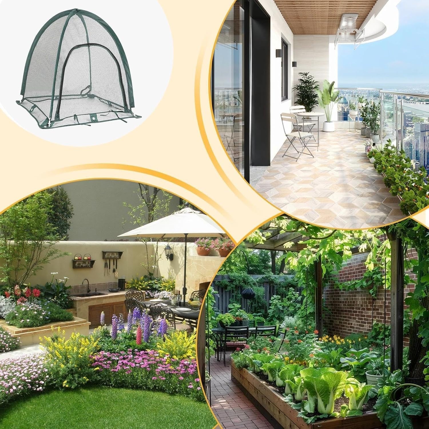 Small Pop-Up Mesh Greenhouse Tent 43x43x41cm Frost Protector for Plants