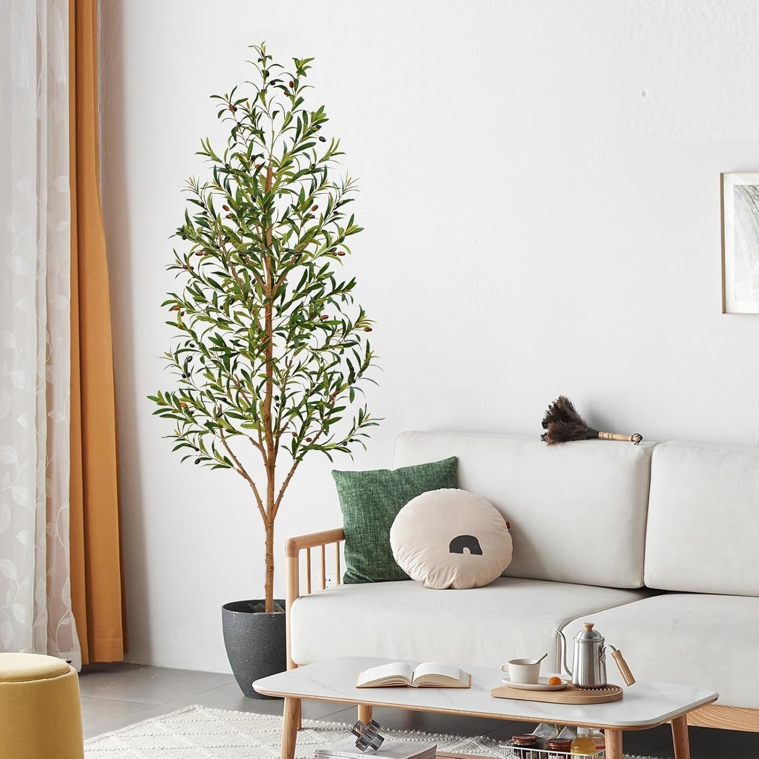 7-ft Artificial Olive Tree 210cm Potted Faux Olive Plant with Fruits Home Decor