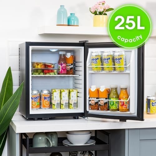 25L Mini Fridge Thermoelectric Quiet Portable for Bedroom Home Black