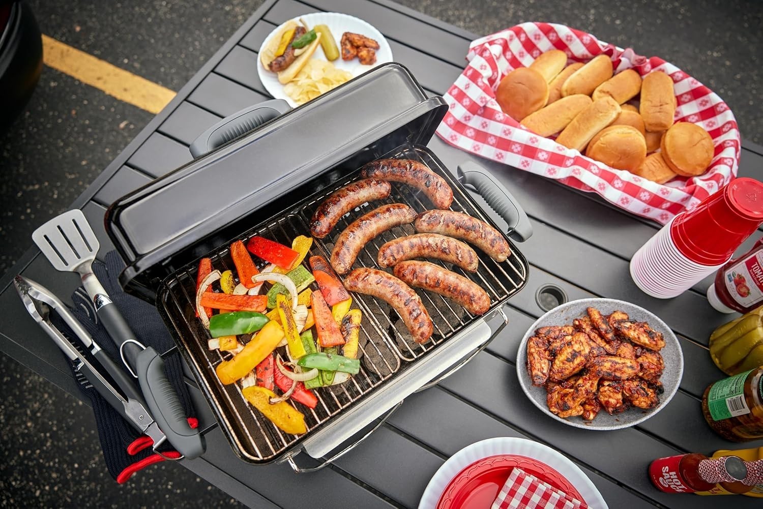 Portable Charcoal BBQ Grill Compact Tabletop Outdoor Camping Fire Pit Cooker