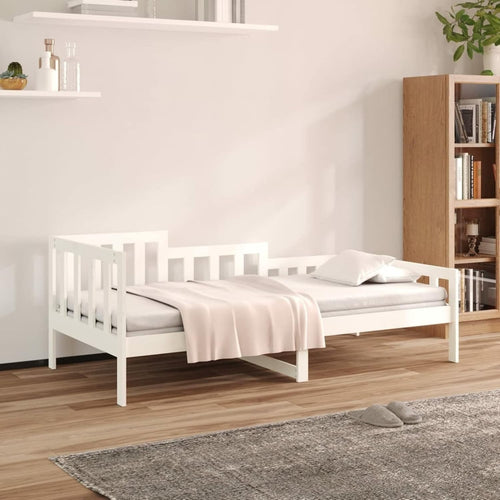 Solid Wood Daybed Sofa Bed White 90x190cm Guest Bed Indoor Outdoor Use
