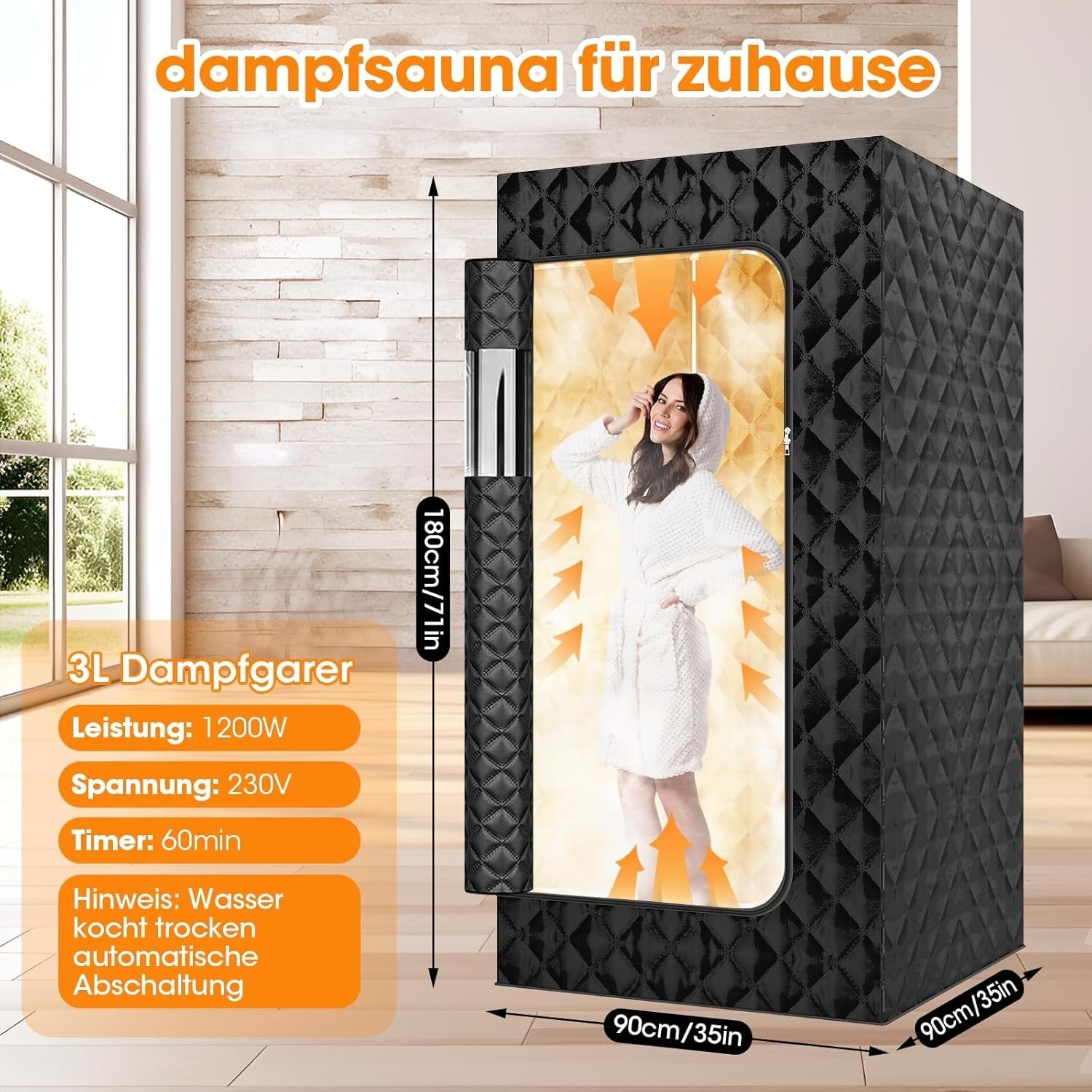 Portable Steam Sauna Tent – 3L 1200W Home Spa w/ Remote & Chair, Full Body
