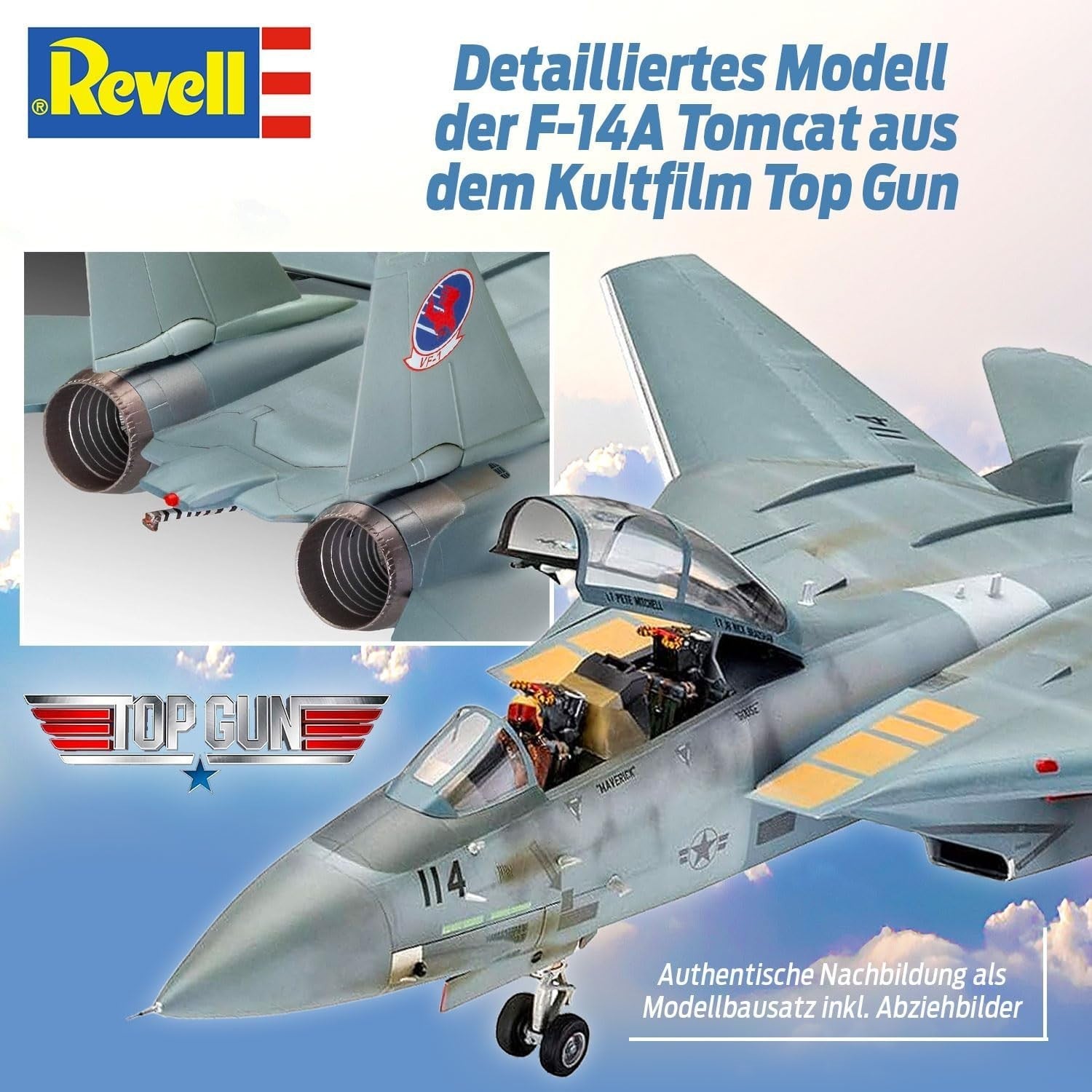 F-14A Tomcat Top Gun 1:48 Scale Jet Model Kit 96 Parts Unpainted New