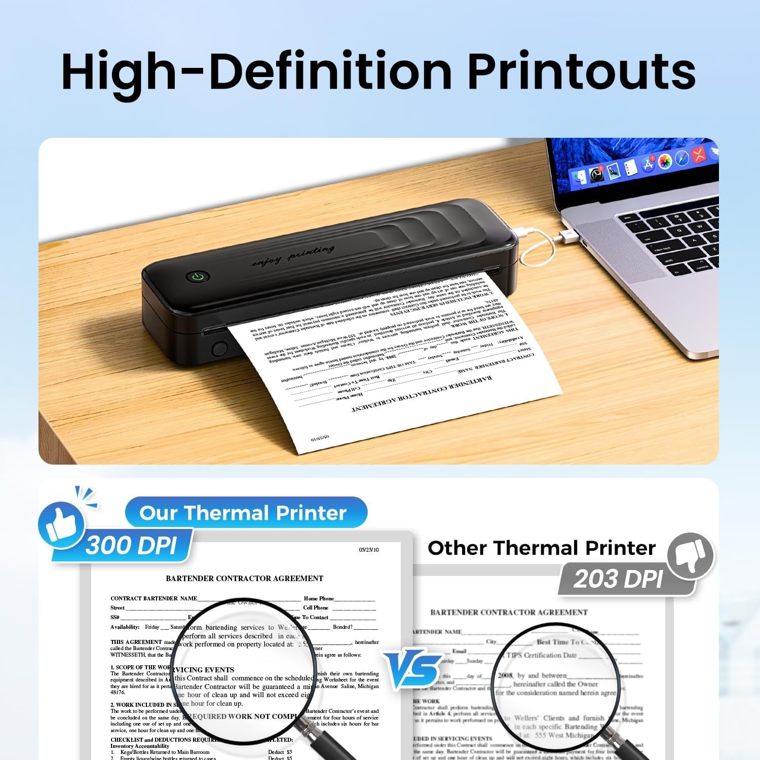 Portable A4 Thermal Printer Bluetooth Mobile Printer – TATTMUSE