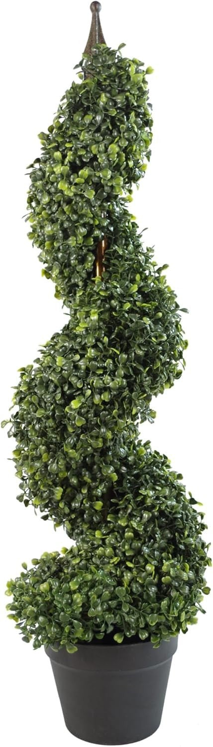 Leaf Artificial 90cm Boxwood Spiral Topiary Twist Tree in Weighted Pot Decor