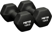 10KG Neoprene Hex Dumbbells Pair Non-Slip Anti-Roll Home Gym Weights