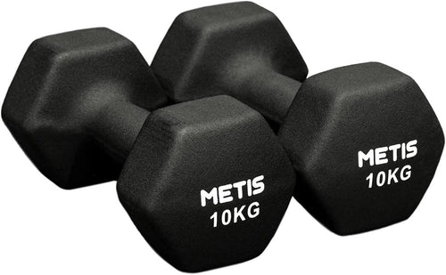 10KG Neoprene Hex Dumbbells Pair Non-Slip Anti-Roll Home Gym Weights
