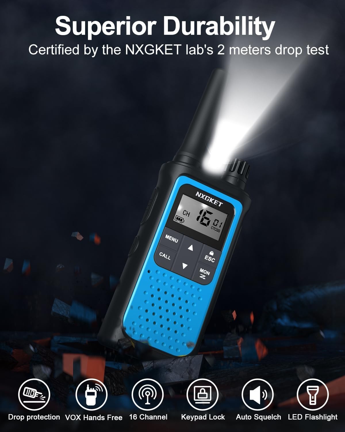 PMR446 Walkie Talkies 2 Pack Long Range USB-C VOX Rechargeable