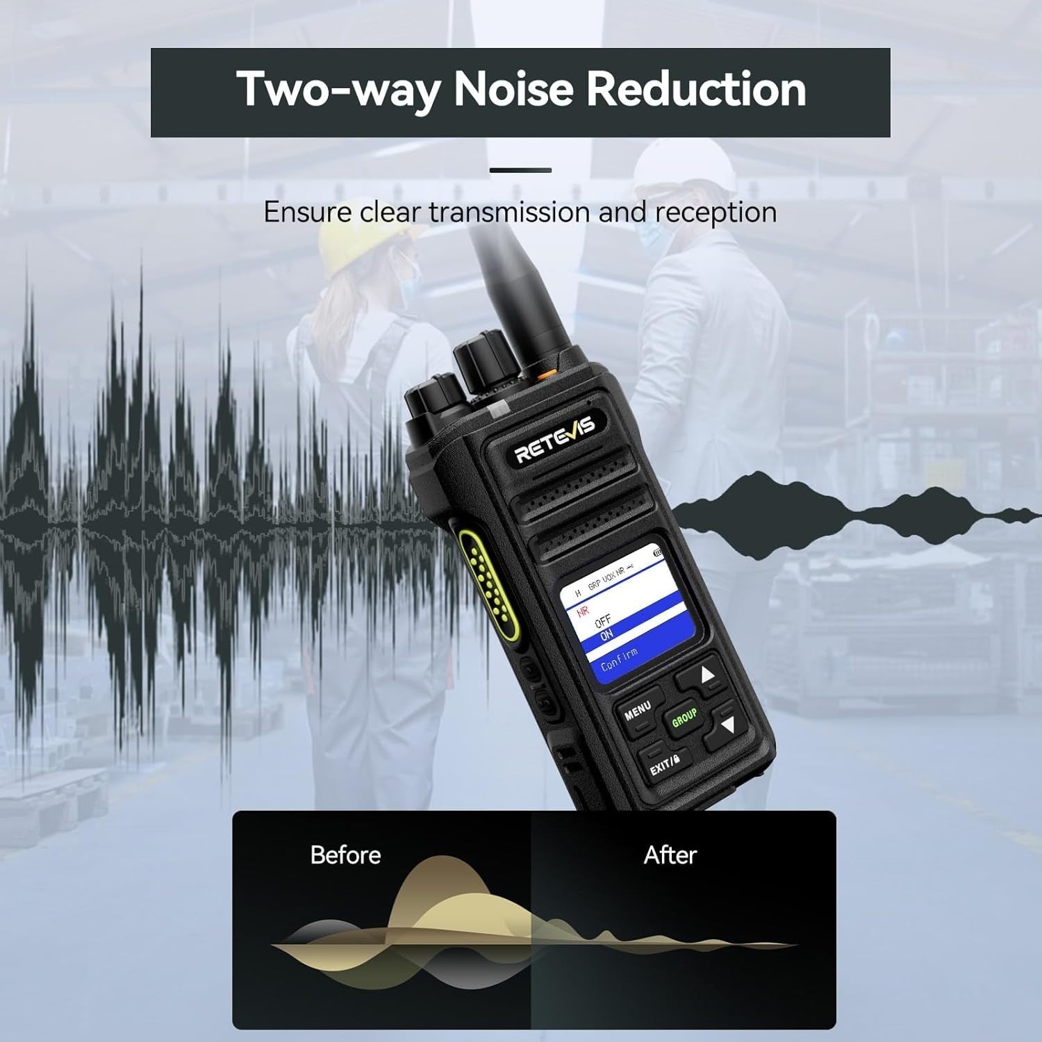 IP67 Waterproof Walkie Talkies Long Range LCD 16CH Heavy Duty 2 Pack