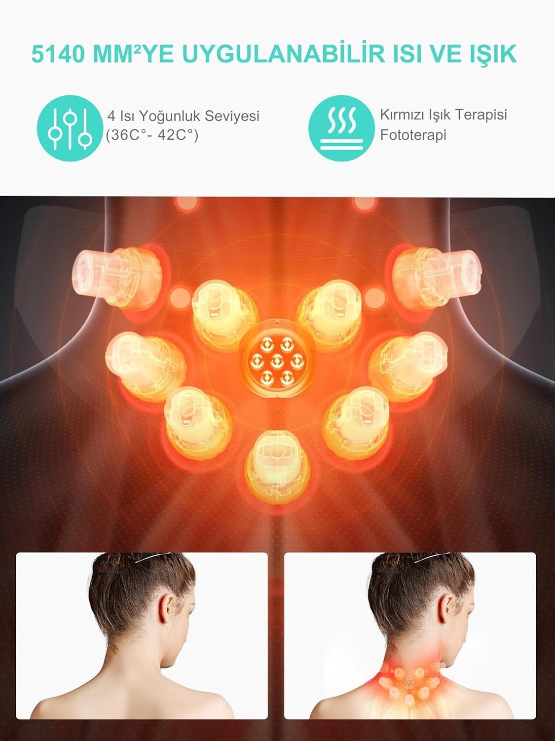 Cordless Foldable Neck Massager with Heat | Deep Tissue Vibration Relief
