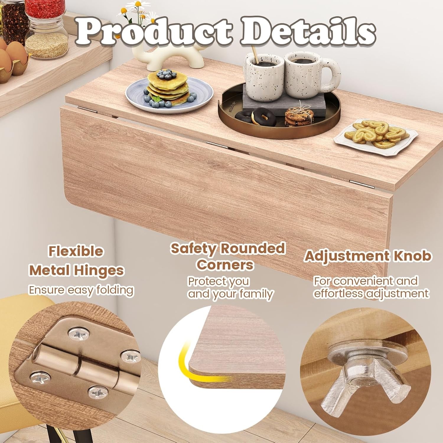 Wall Mounted Folding Desk Drop Leaf Laptop Table Space Saving Wood