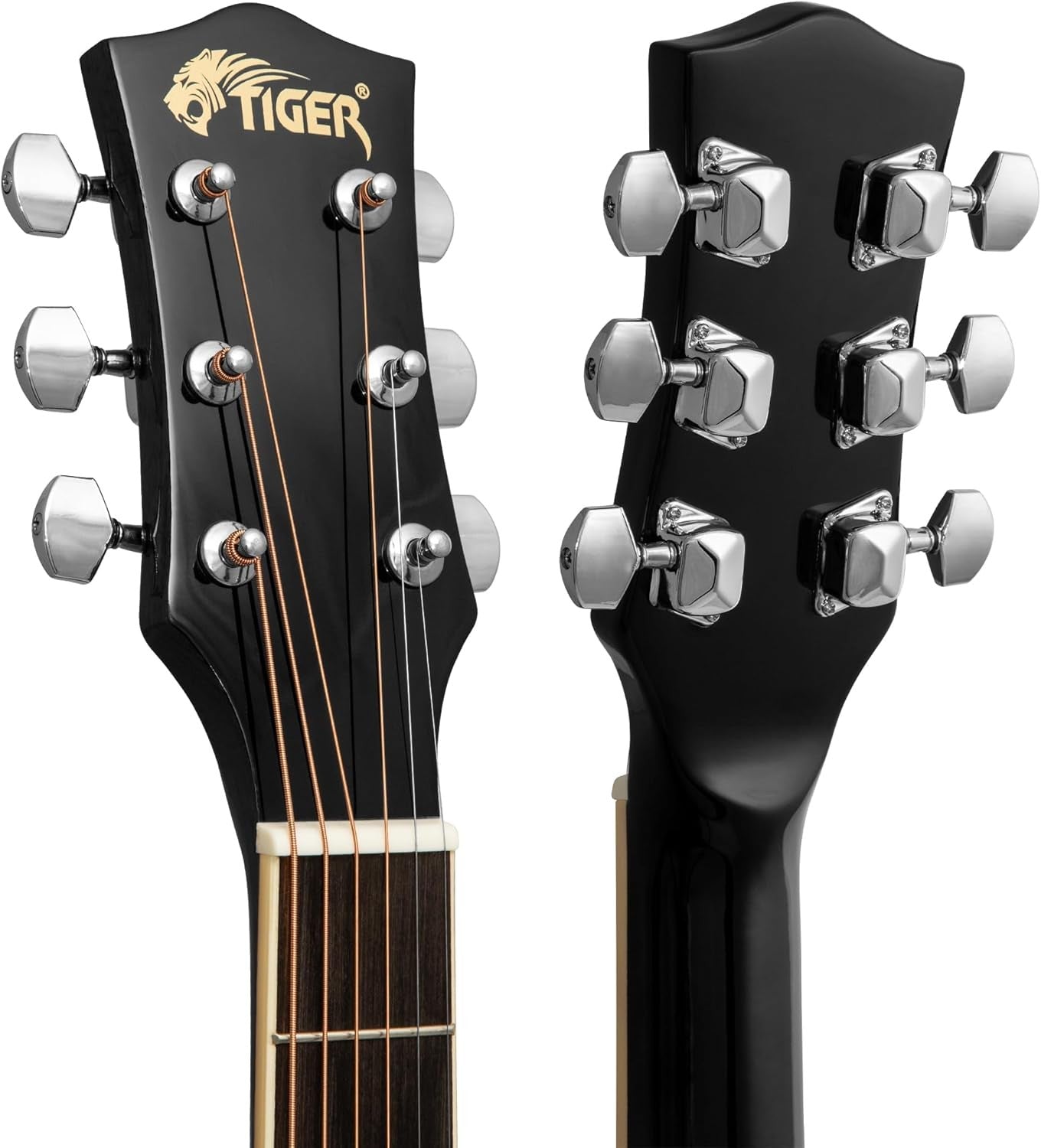 3/4 Size Acoustic Guitar Starter Kit Steel Strings Black