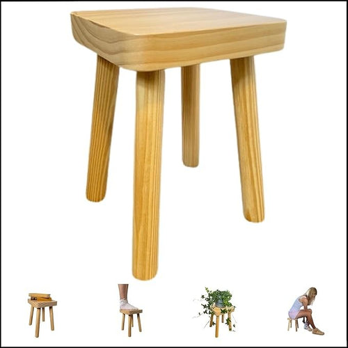 Wooden Plant Stand Small Stool Table Rustic Indoor Flower Pot Holder Natural