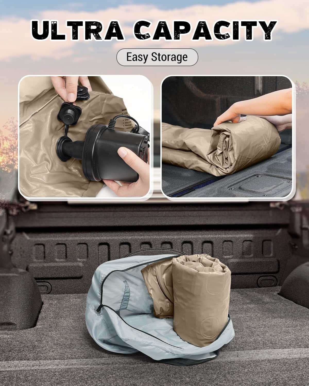 Truck Bed Air Mattress 5.5-5.8ft | Inflatable, Wireless Pump, Portable Camping