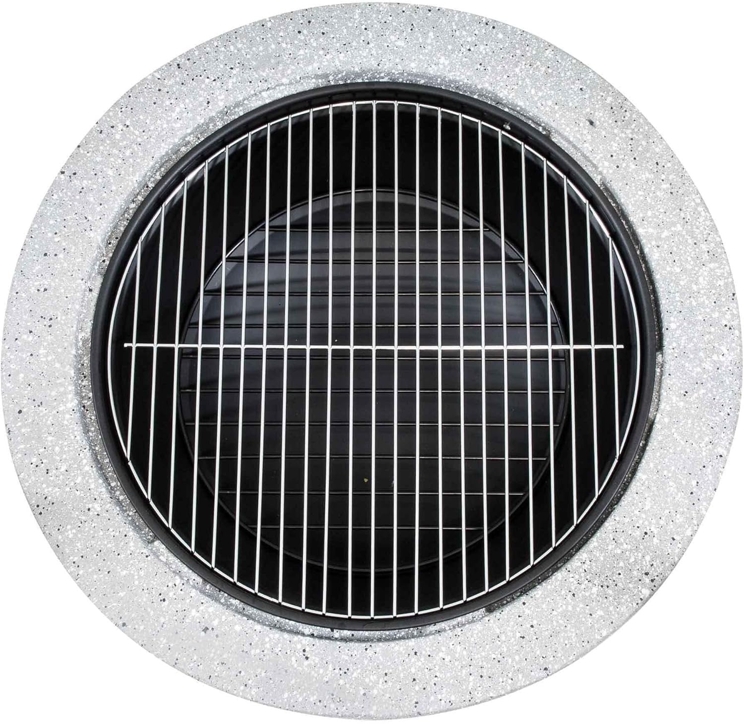 Large Outdoor Fire Pit BBQ Grill 75cm Round Concrete Finish w/ Mesh Cover