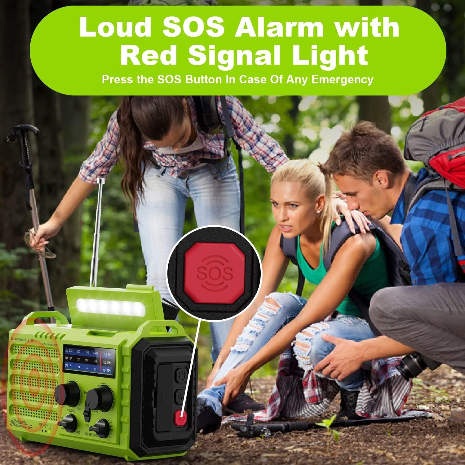 Solar Hand Crank Emergency Radio AM FM SW USB Phone Charger SOS Light