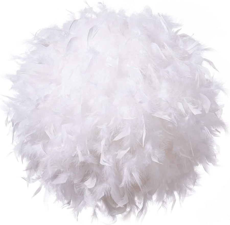 White Feather Lamp Shade 40cm Ceiling Pendant Fluffy Lampshade Decor