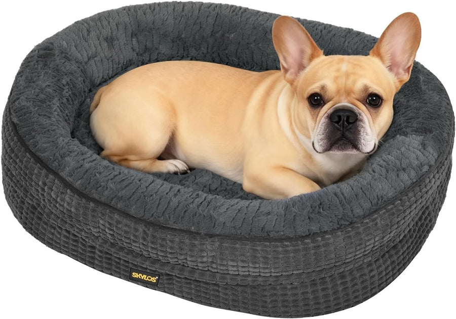 Medium Orthopedic Dog Bed 71x59x15cm Bolster Washable Grey