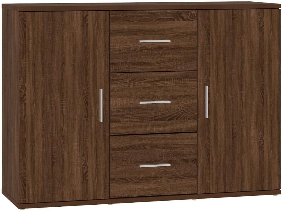 Modern Wood Effect Sideboard Cabinet 3 Drawer Storage Buffet for Living Room