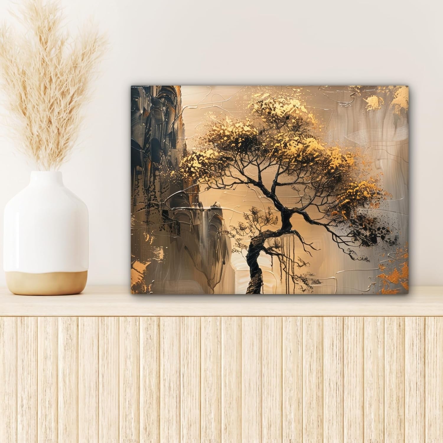 Gold Tree Canvas Wall Art 40x30cm Framed Modern Print