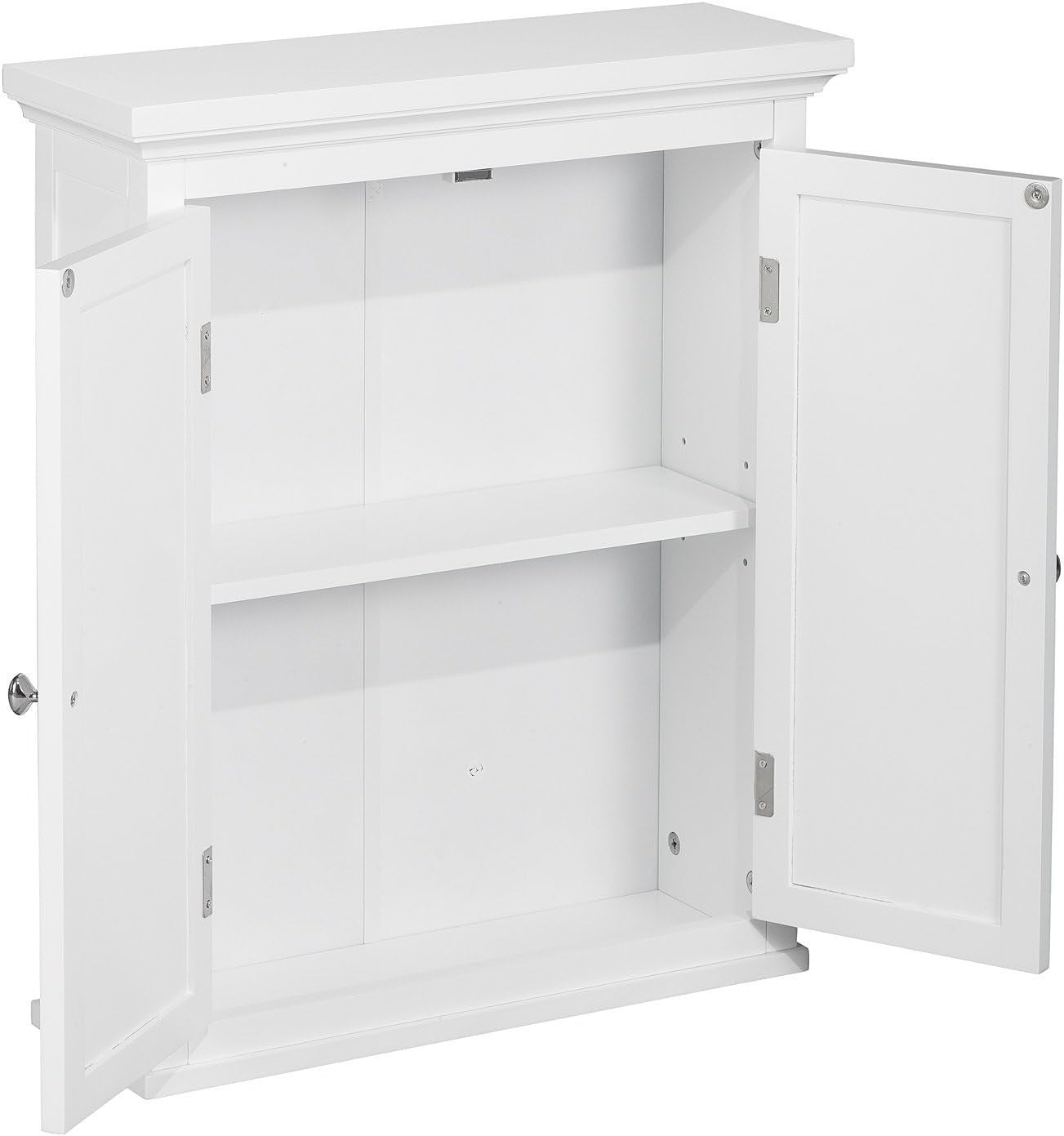 Wall-Mounted Bathroom Cabinet with Removable Shelf & Double Doors, White