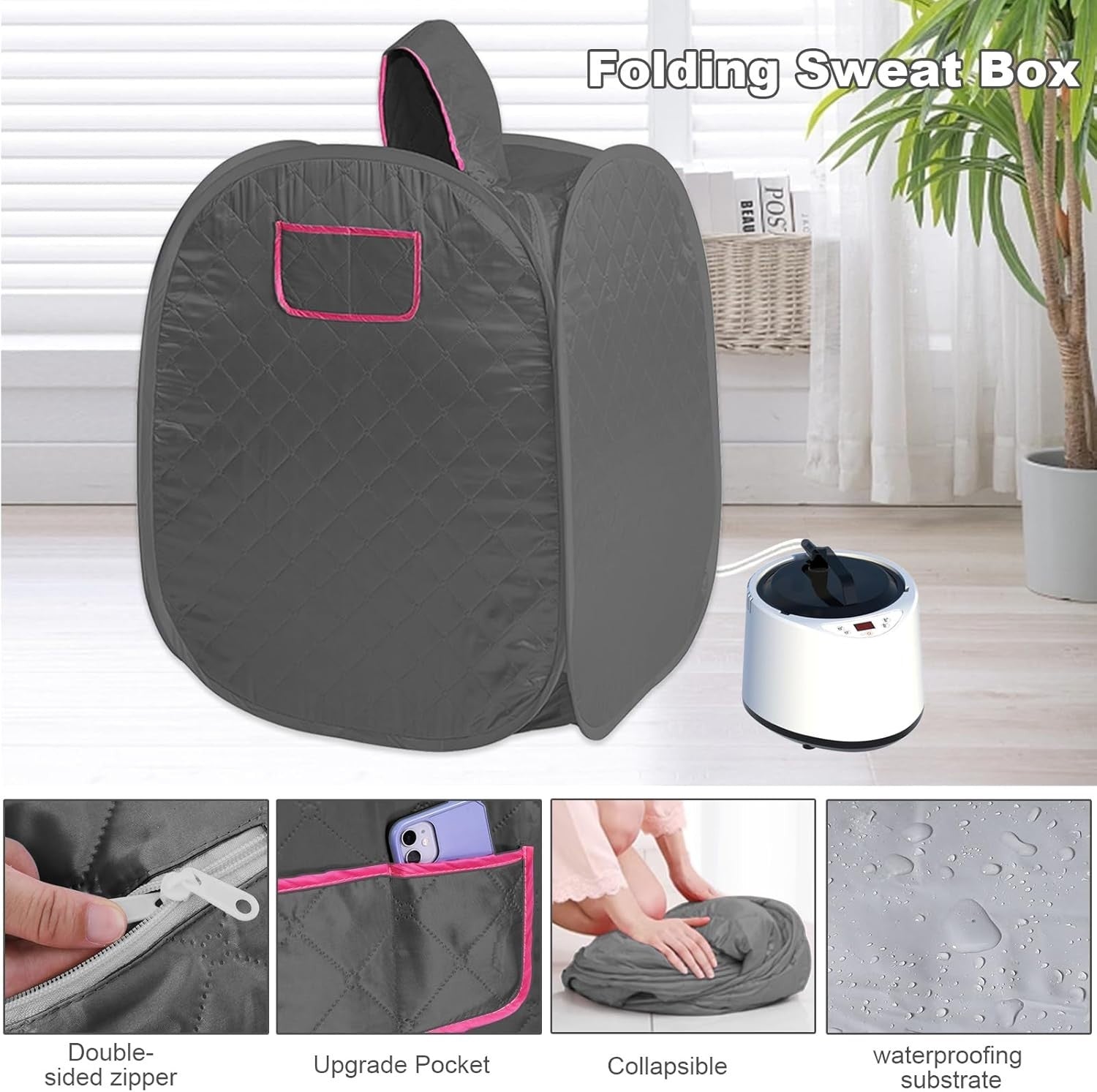 Portable Folding Sauna Box w/ 2L Steam Generator & Remote – Home Spa Tent