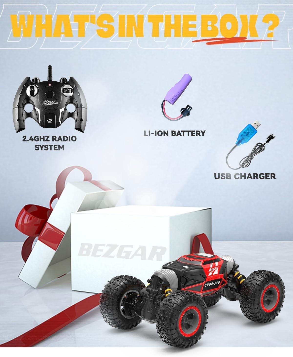 4WD Remote Control Car for Kids - High Speed, Crashproof, Dual Motors